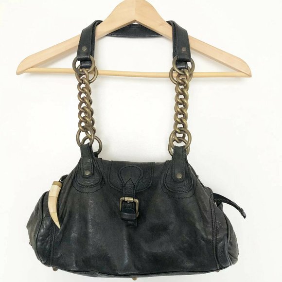 Malini Murjani Handbags - Malini Murjani Small Hobo Bag Purse Black Made in Italy 90s Y2K Dark Academia